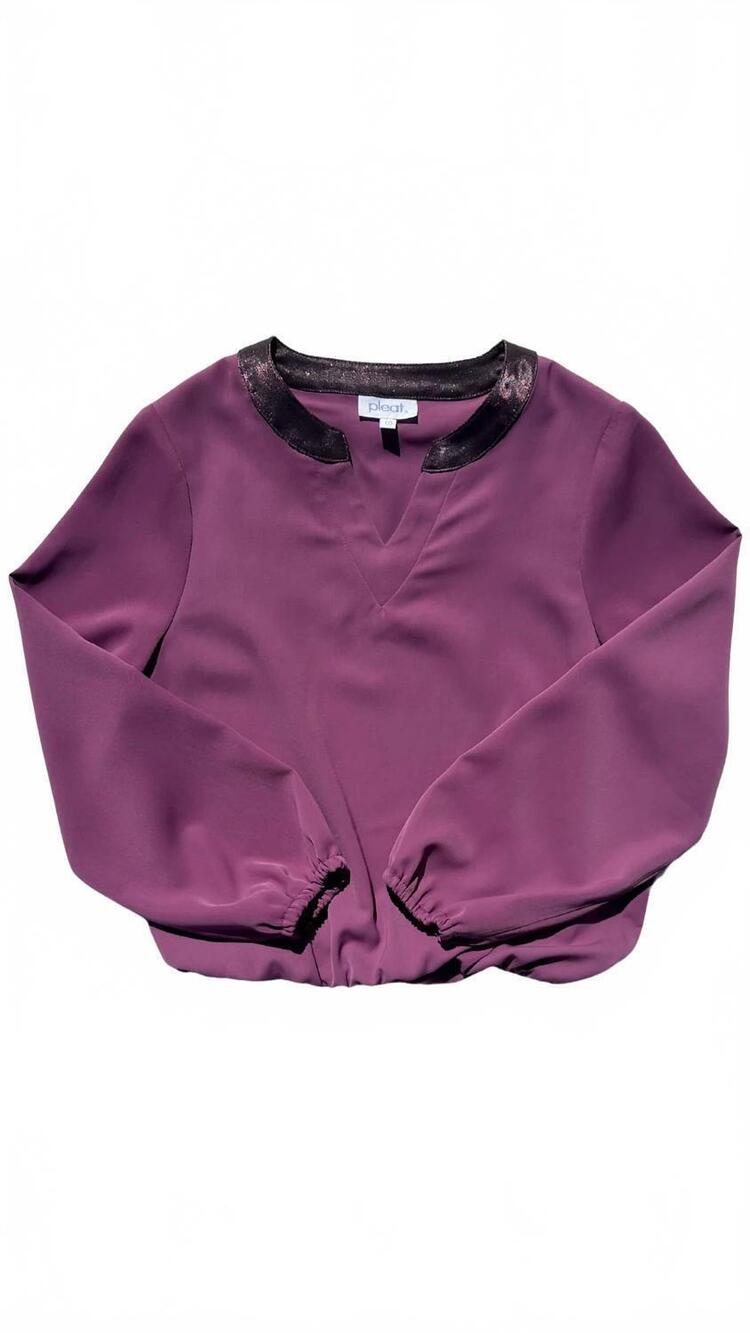 NEW PLEAT kid's milly top in magenta/plum